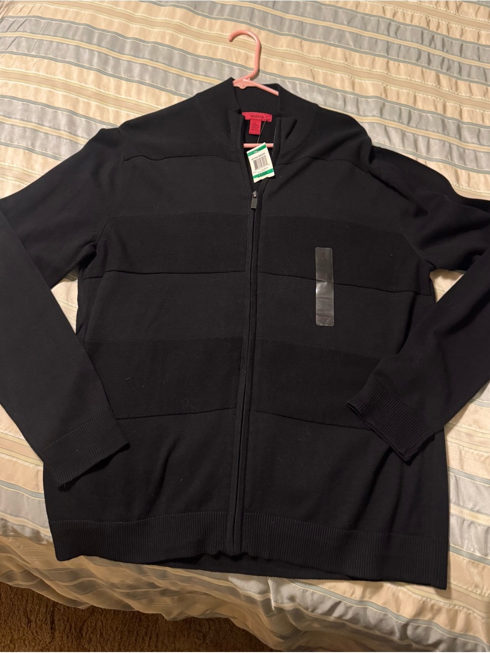 NWT - Afani Men's Black Full-Zip Sweater - Classic Knit